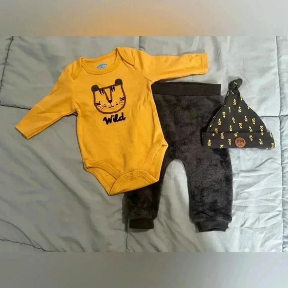 Bon Bebe Baby Boys 6-9 Months Tiger Bodysuit Plush Pant Set With Hat - Picture 5 of 11